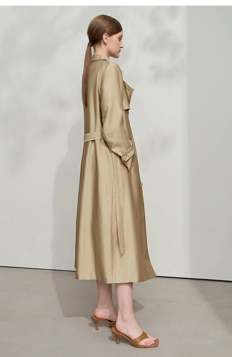 Minimalist Double Breasted Long Trench Coat