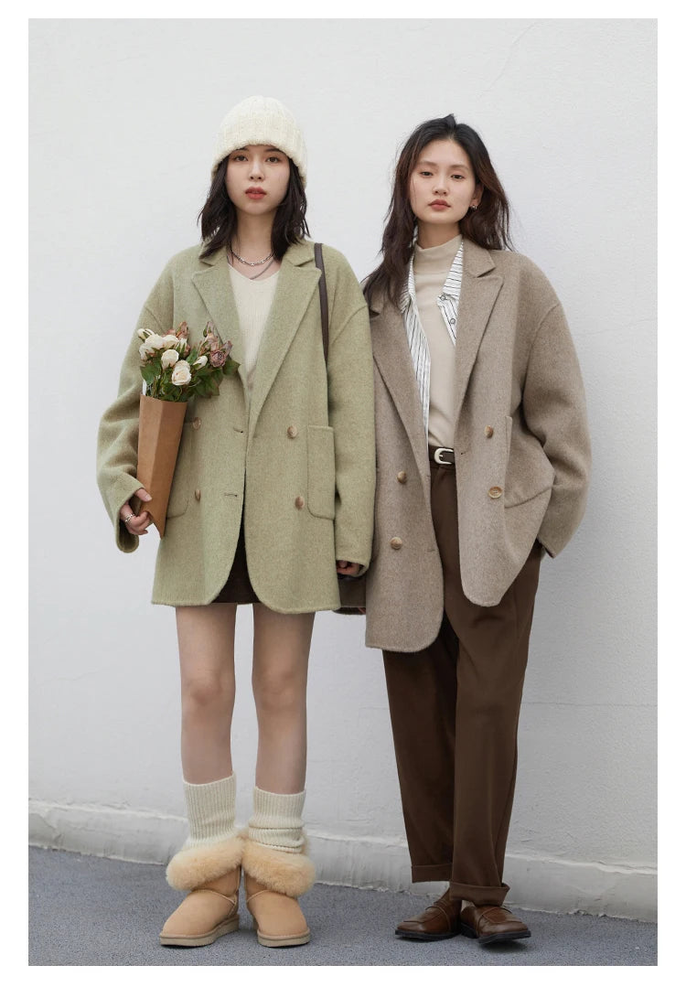 Woolen Loose Double Breasted Jacket