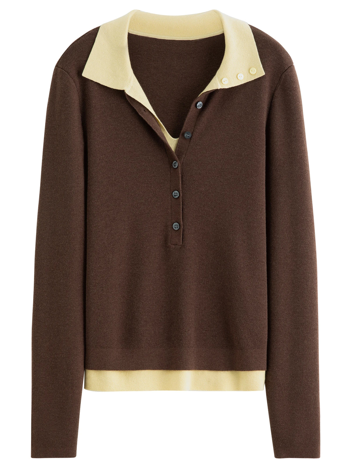 Color-Block Knitted Polo Sweater