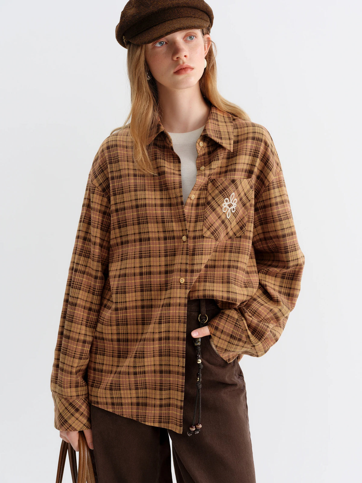 Brushed Plaid Oversized Shirt