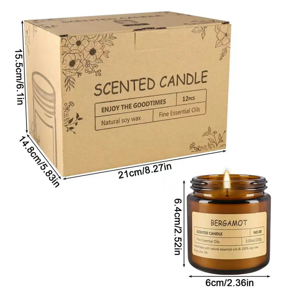 12 Scented Candles Gift Set – Natural Soy Wax Aromatherapy Candles