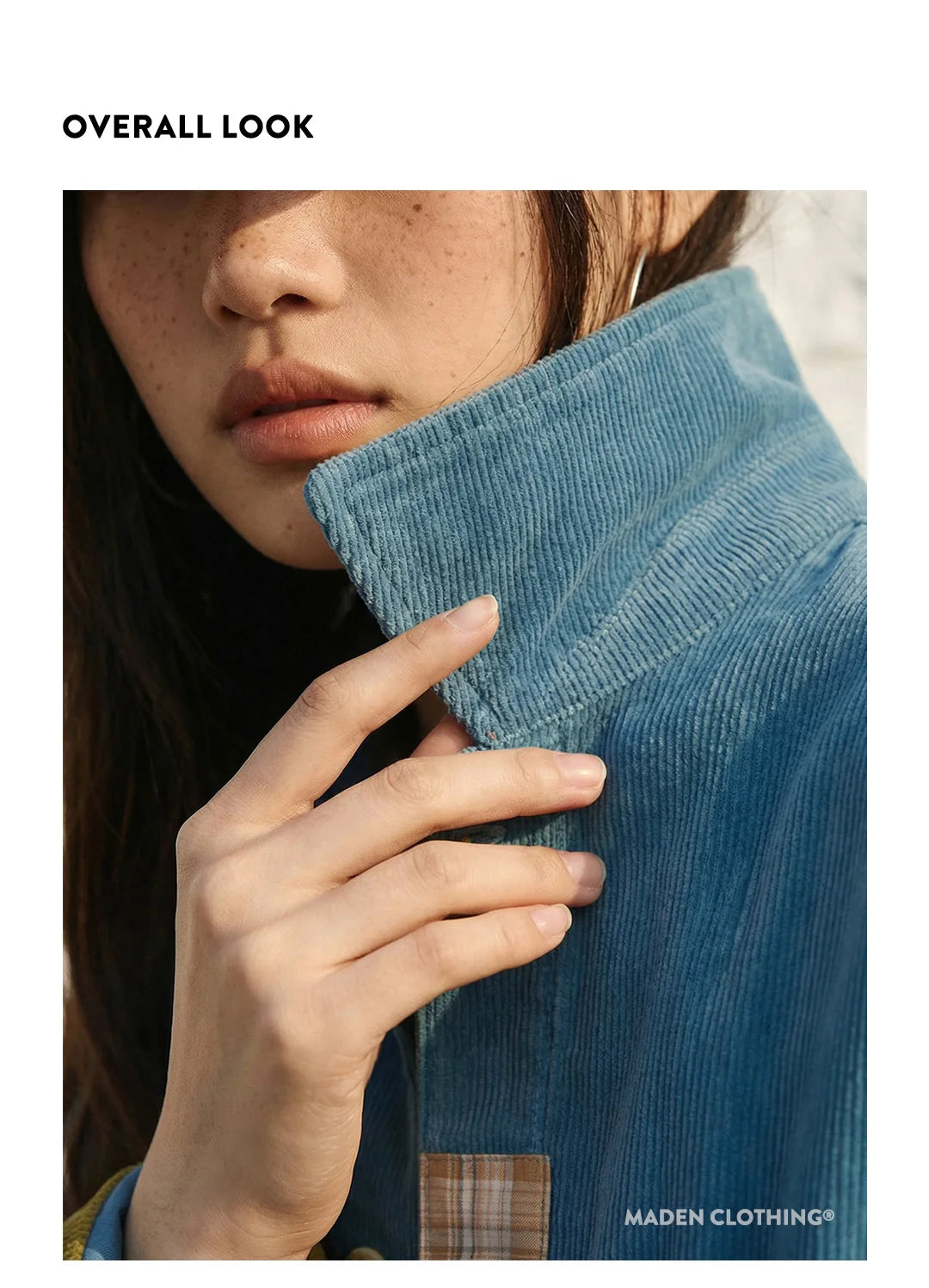 Contrast-Panel Corduroy Shirt Jacket