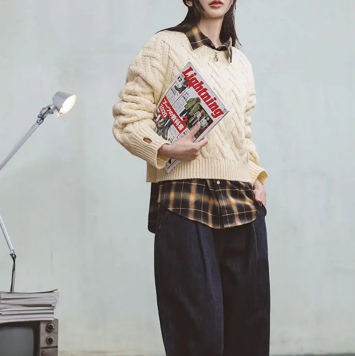 Cable Knit Aran Crew Neck Sweater