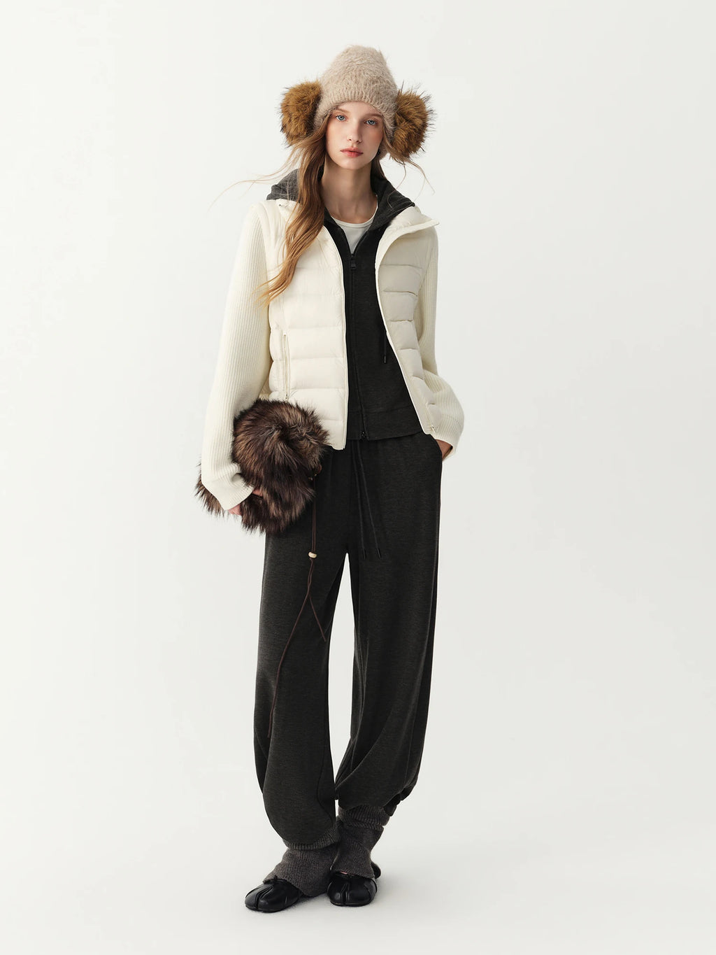 Hooded Knit Cardigan & Pants Two-Piece Set