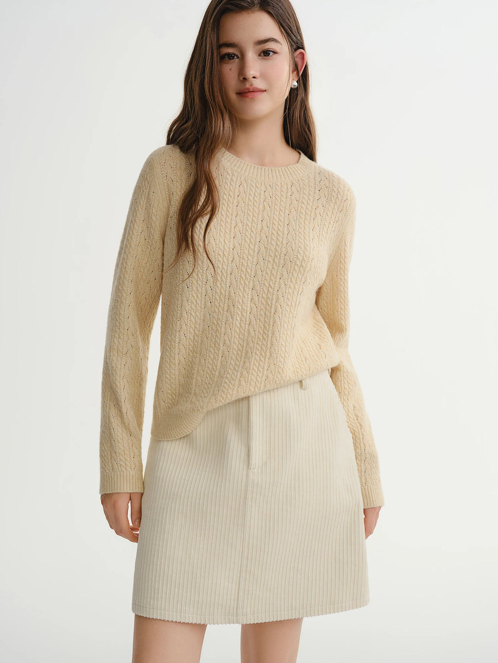 Textured Crew Neck Knit Sweater