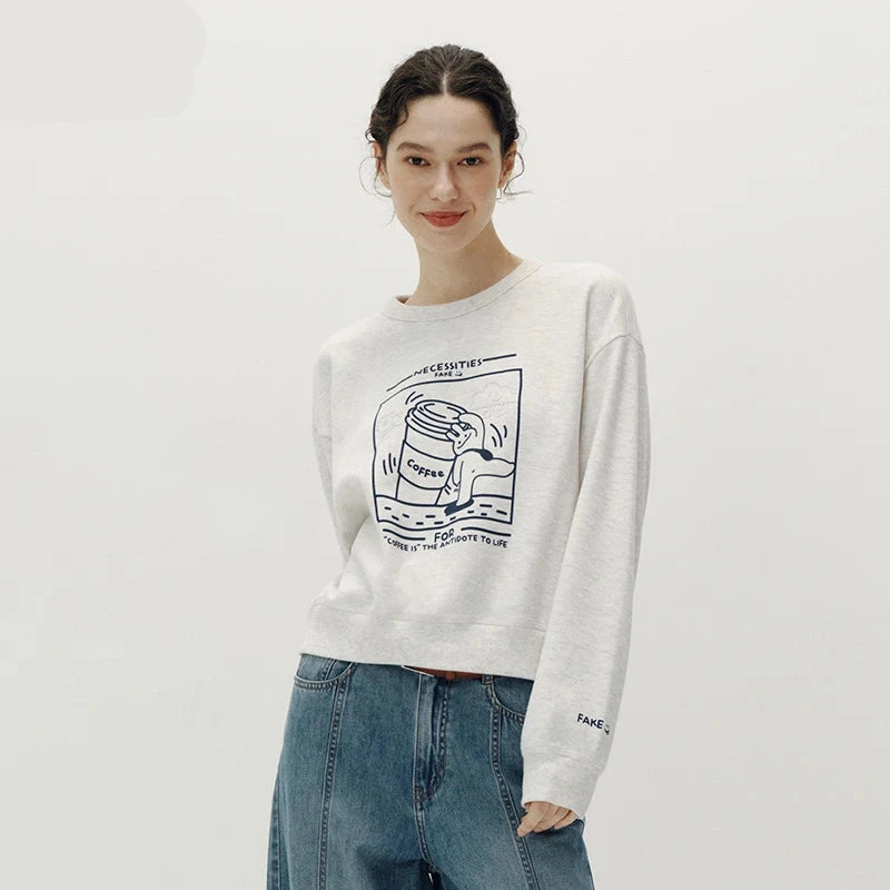 Graphic Print Drop Shoulder Sweatshir