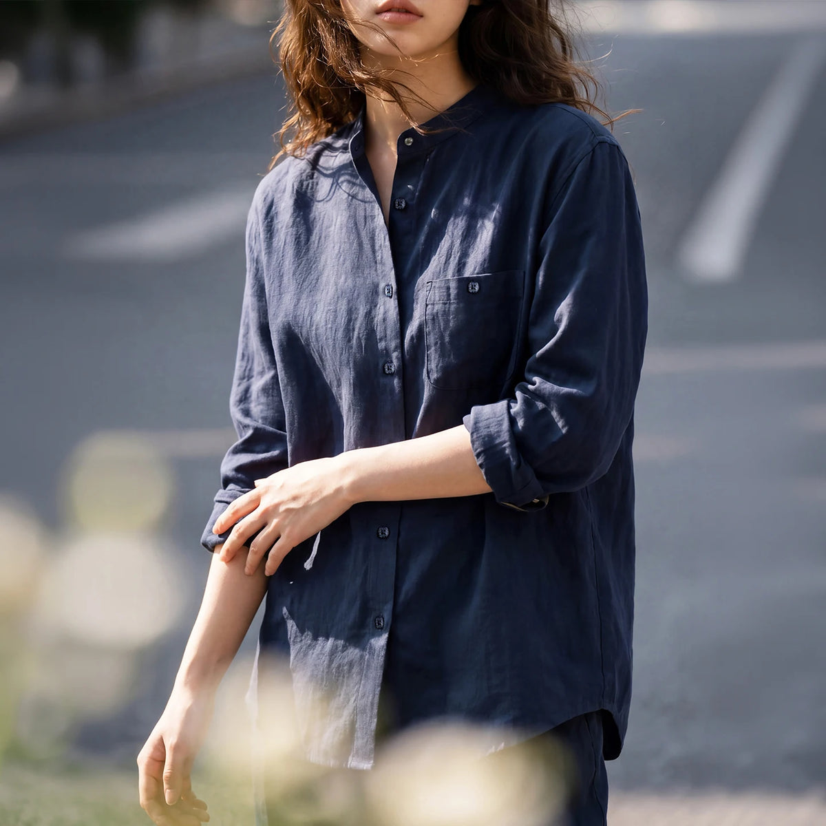 Linen Blend Button-Down Shirt