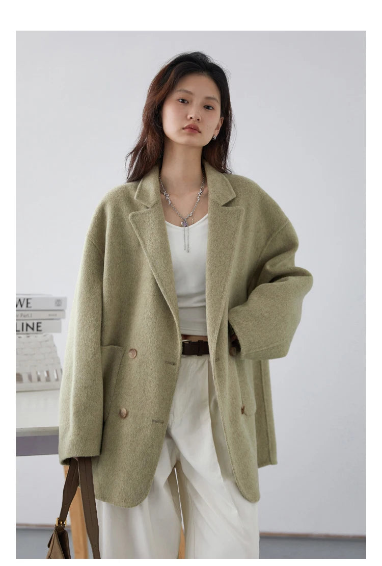 Woolen Loose Double Breasted Jacket