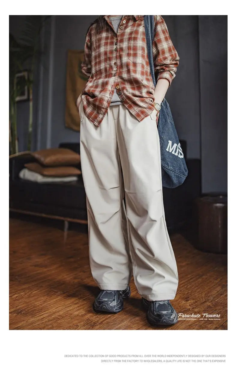 Fleece-Lined Wide-Leg Cargo Pants