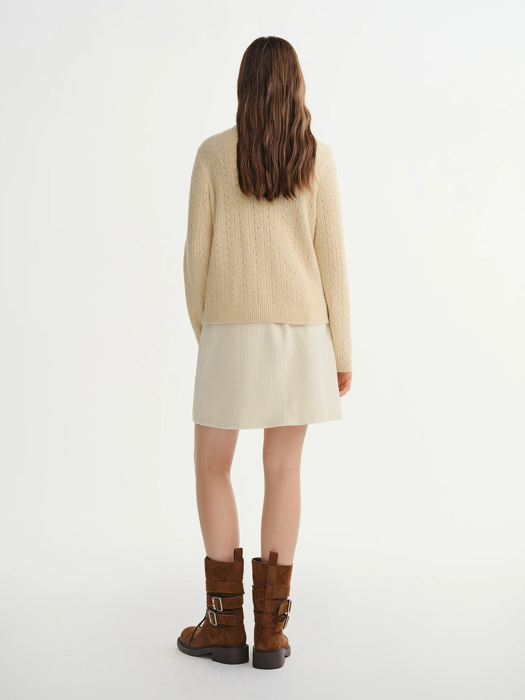 Textured Crew Neck Knit Sweater