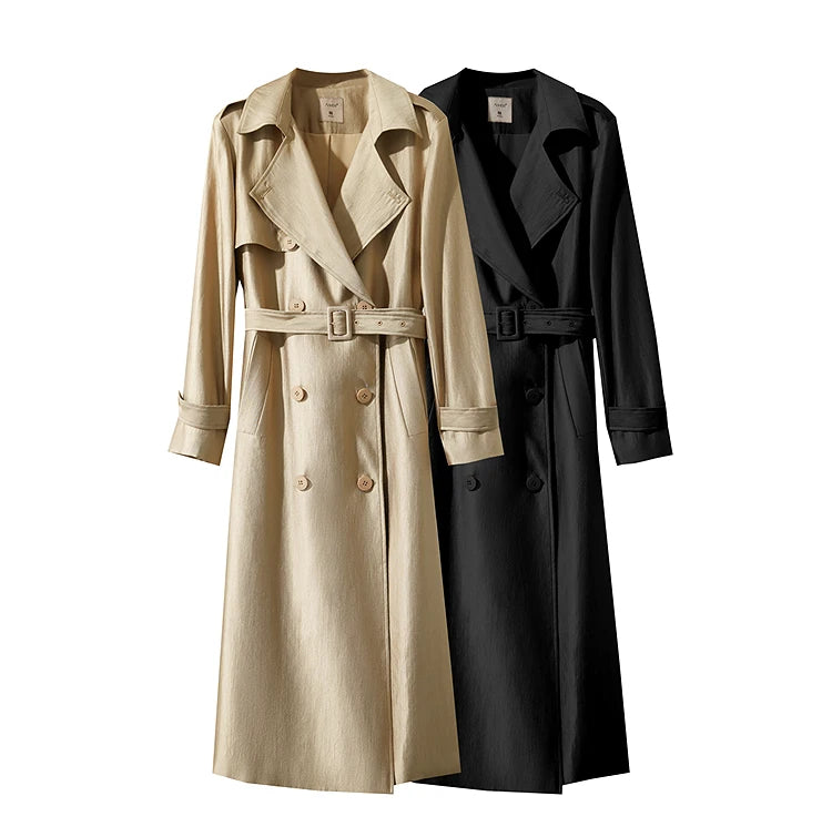 Minimalist Double Breasted Long Trench Coat