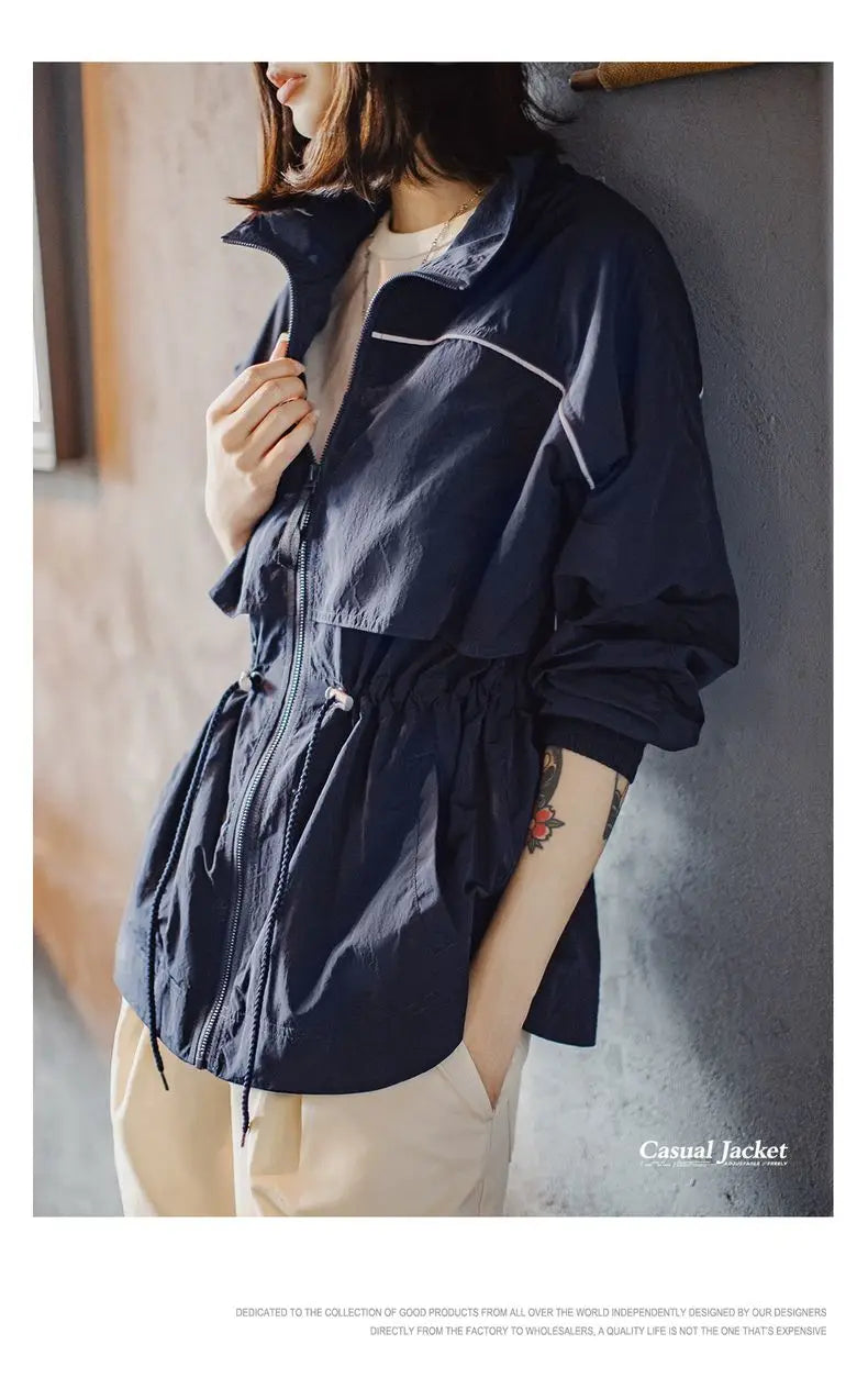 Lightweight Stand Collar Windbreaker Jacket