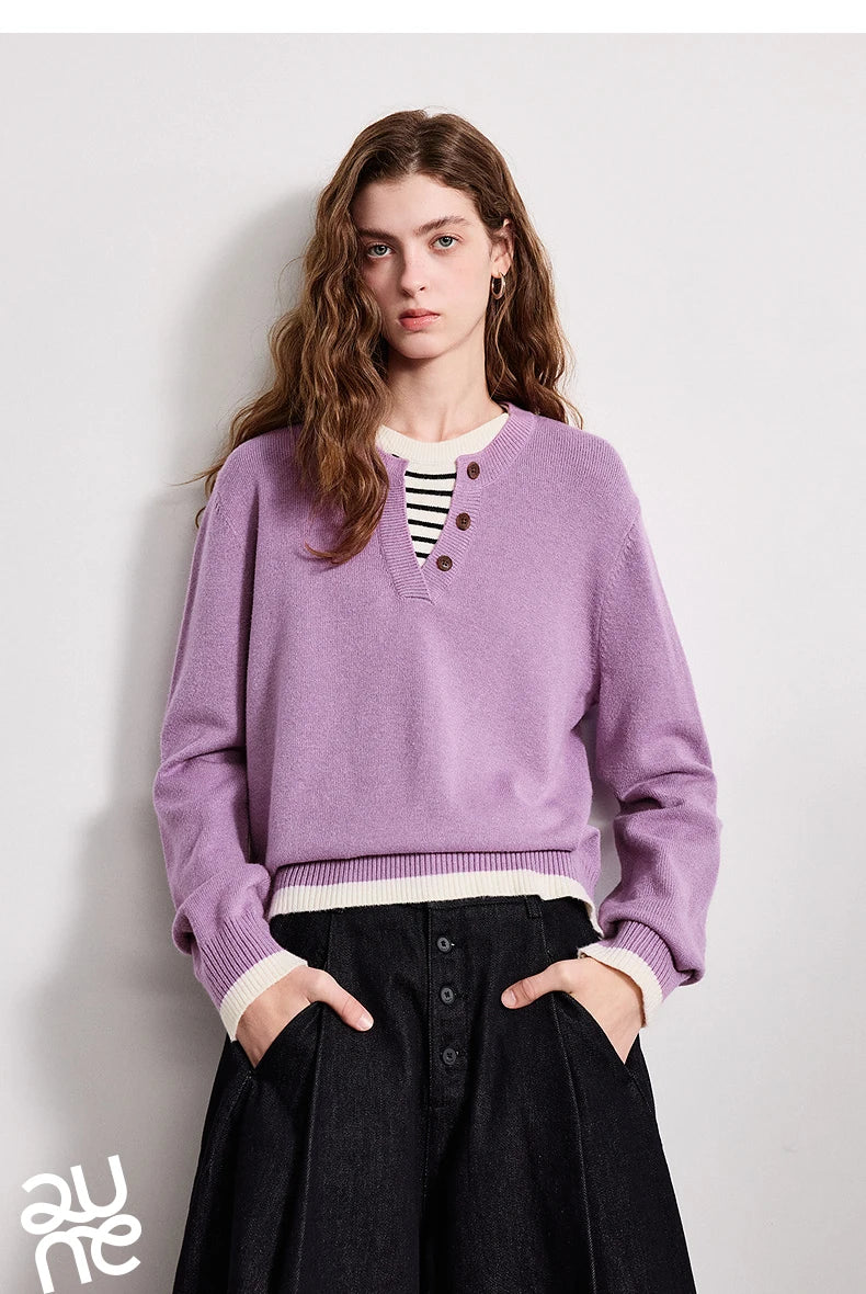 Layered Illusion Patchwork Knit Sweater