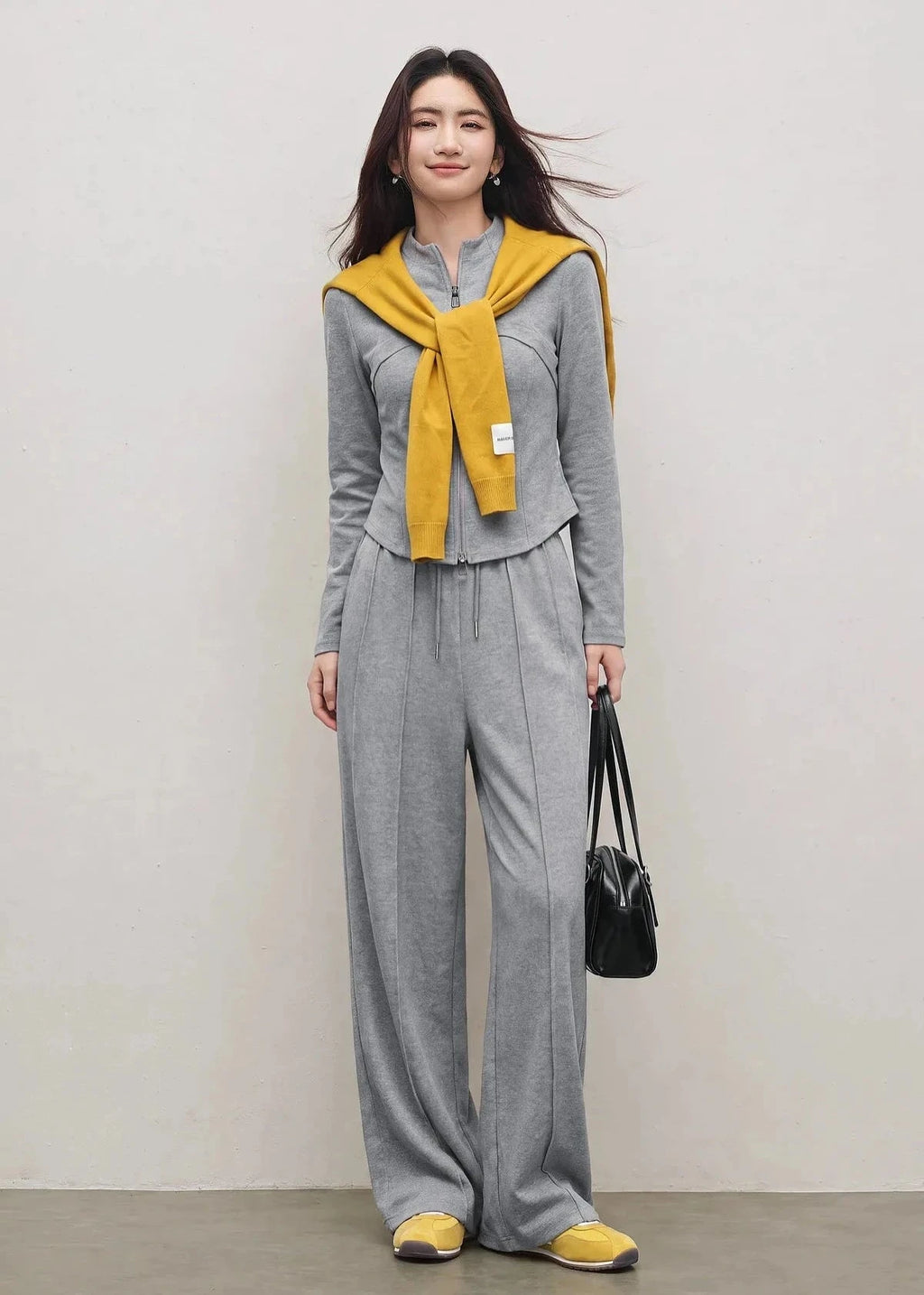 Zip-Up Sweatshirt & Wide-Leg Pants Set
