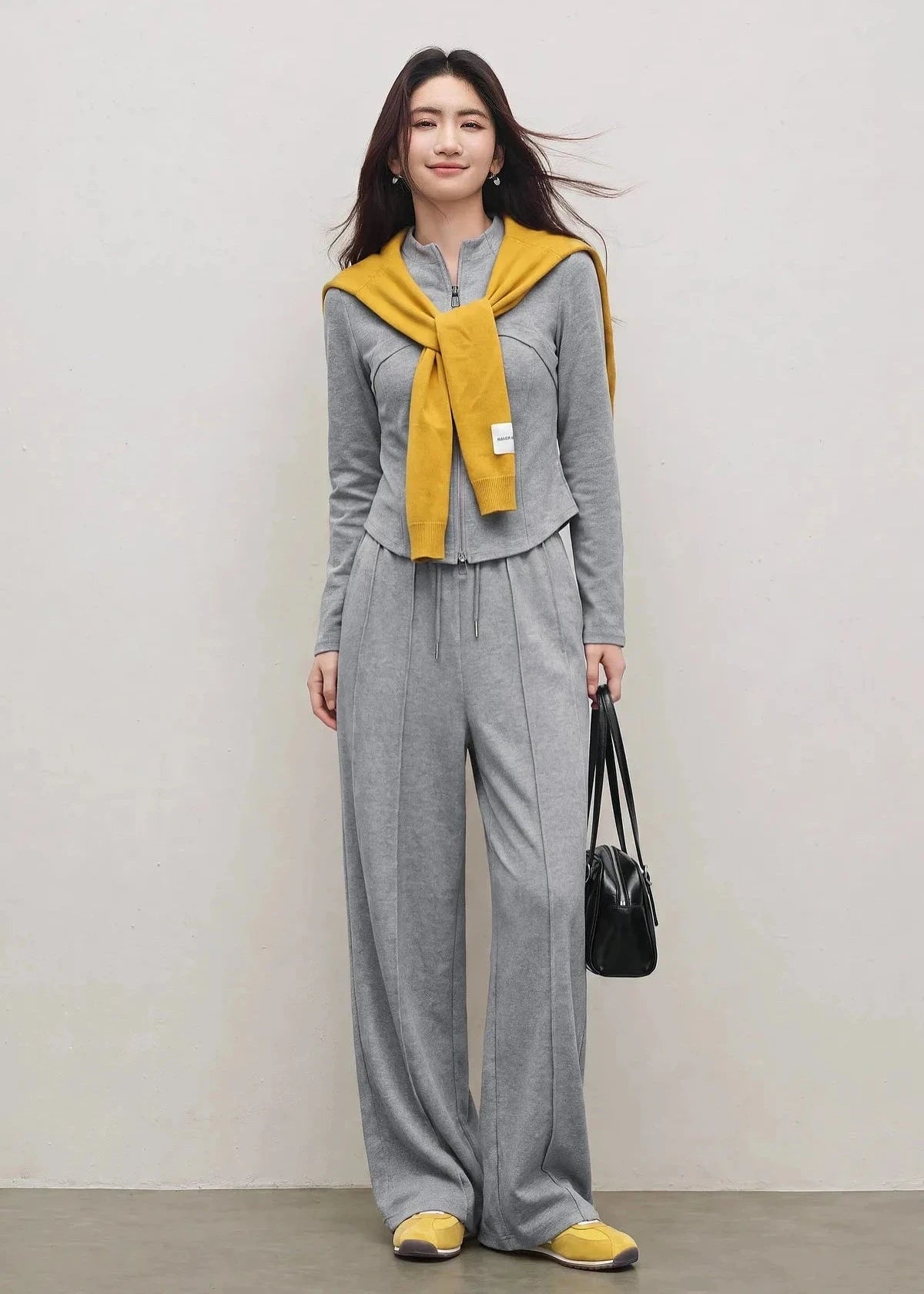 Zip-Up Sweatshirt & Wide-Leg Pants Set
