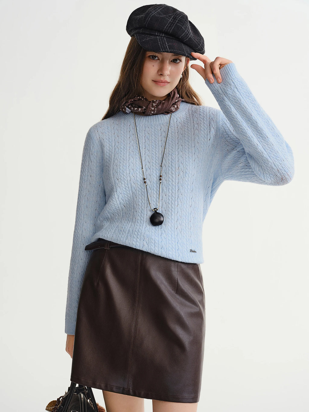 Textured Crew Neck Knit Sweater