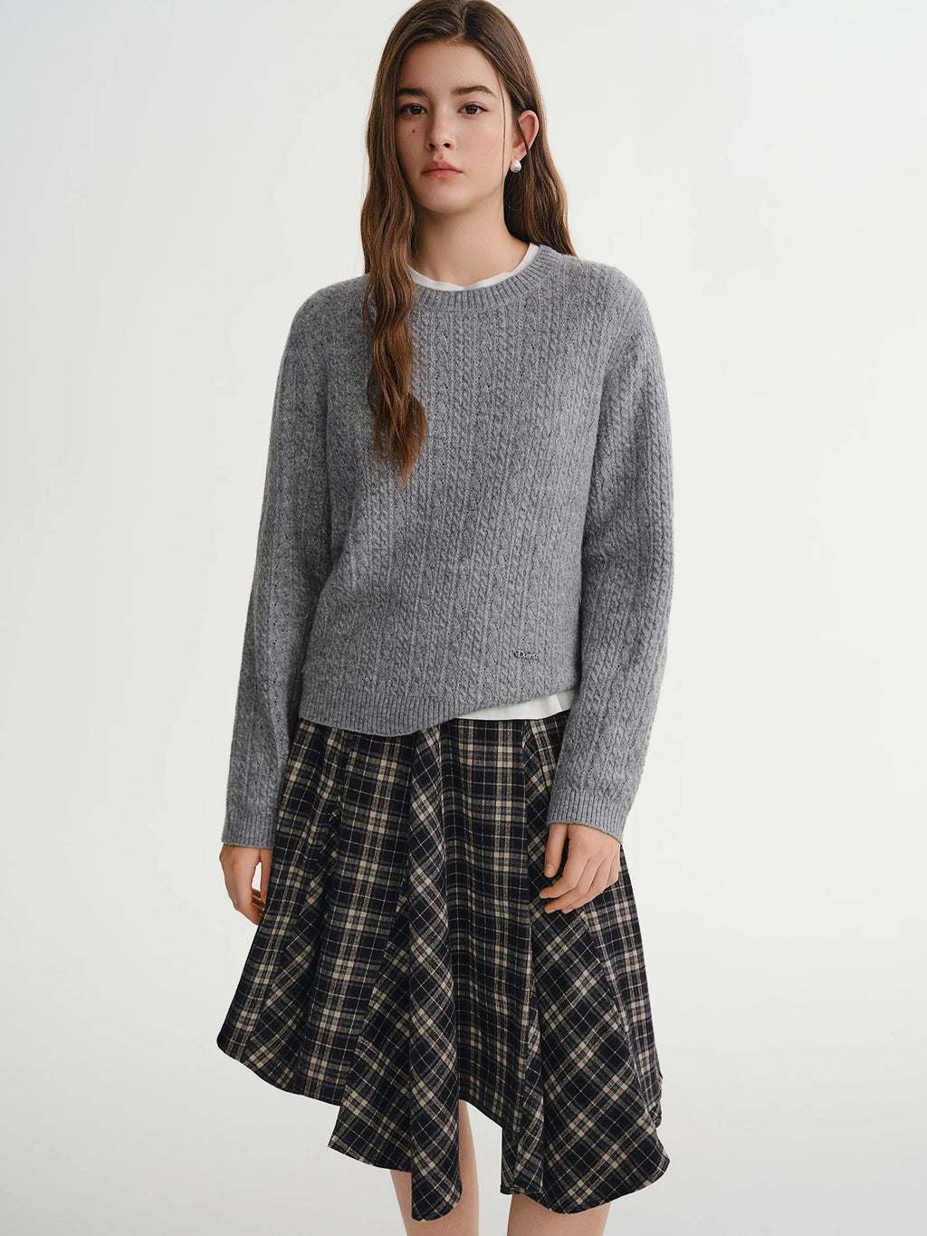 Textured Crew Neck Knit Sweater