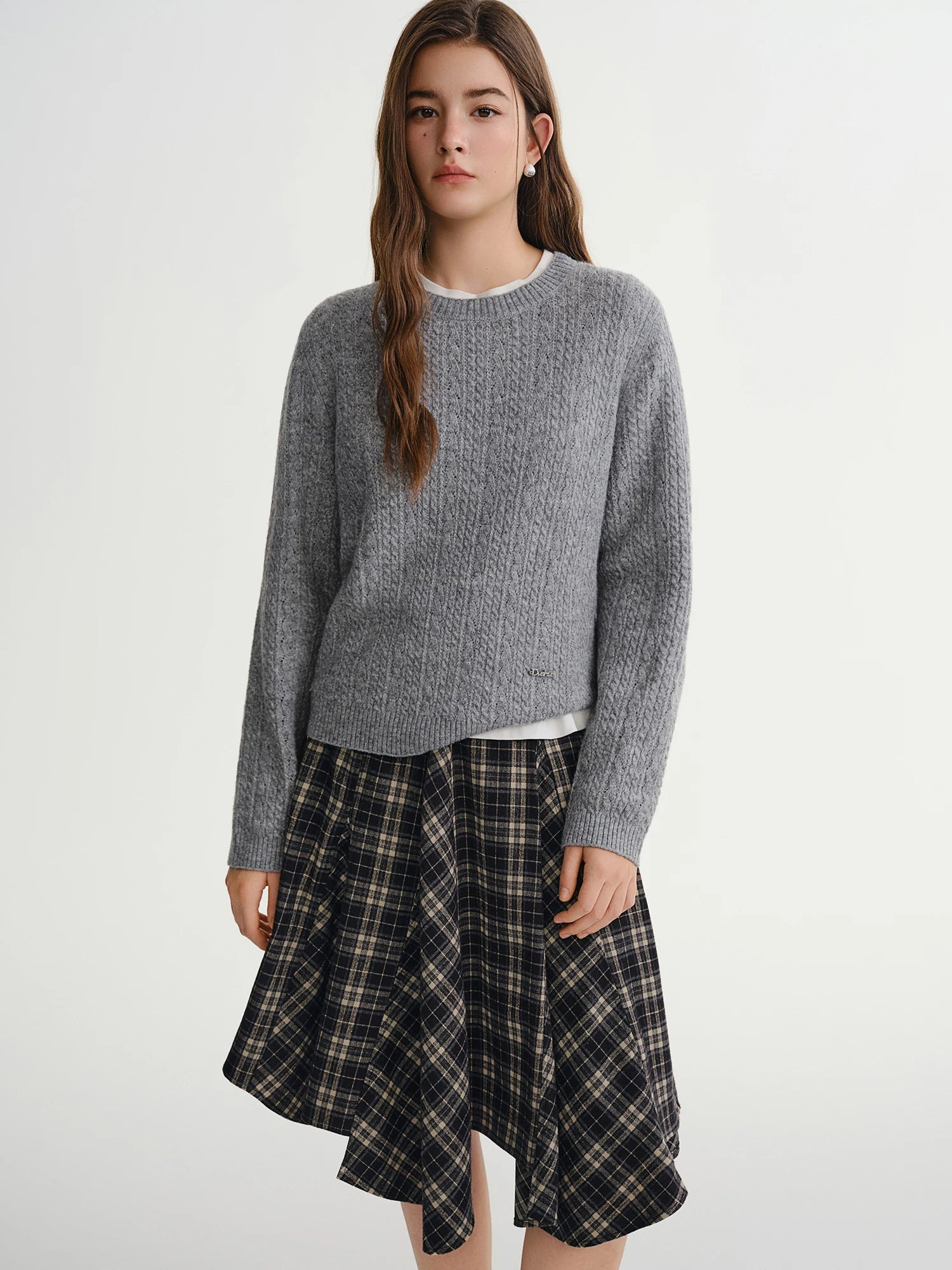 Textured Crew Neck Knit Sweater