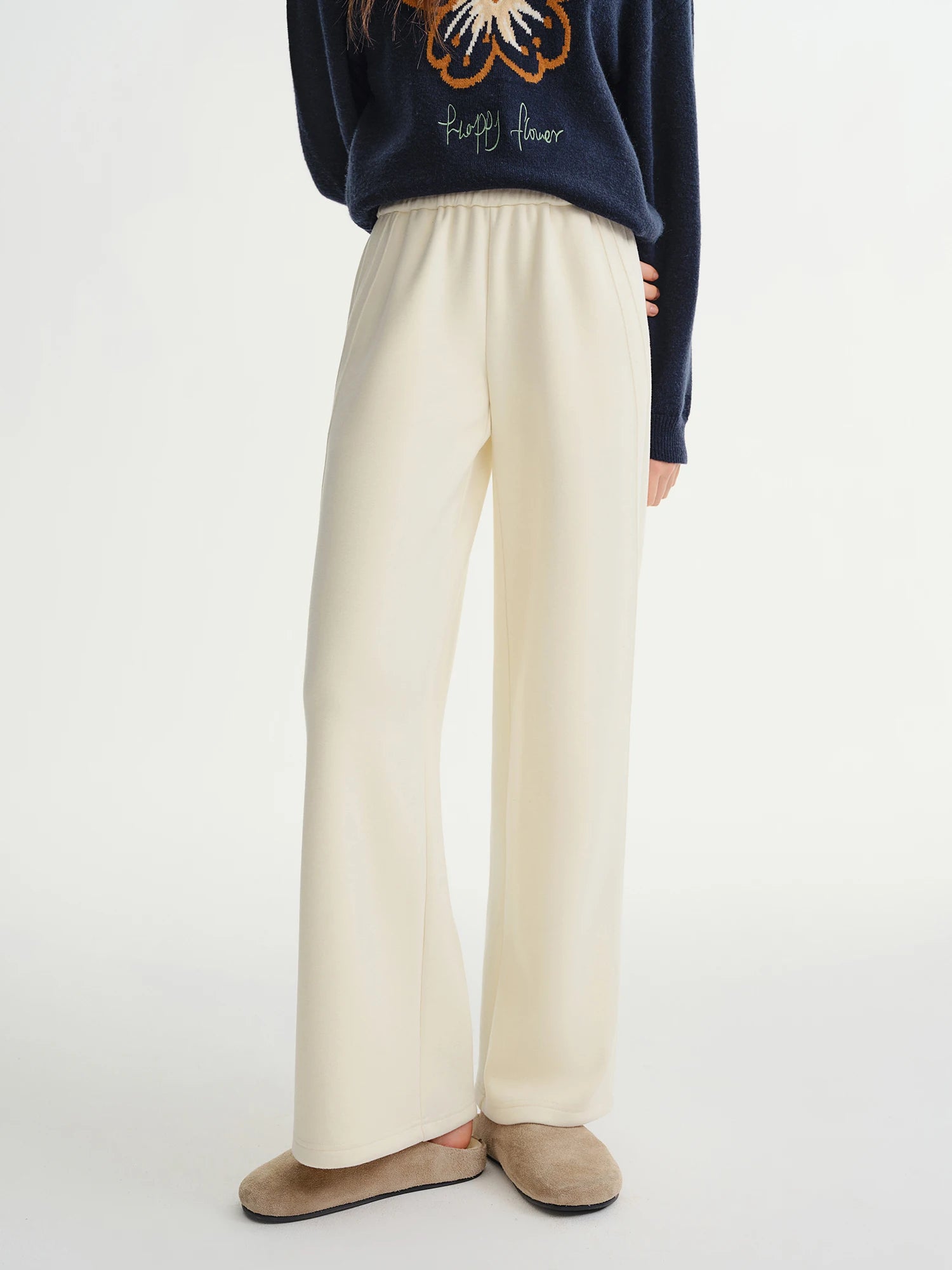 Relaxed Fit Wide Leg Casual Pants