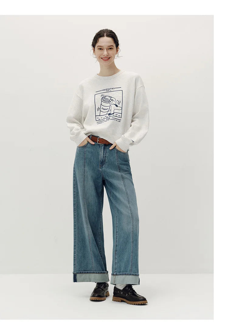 Graphic Print Drop Shoulder Sweatshir