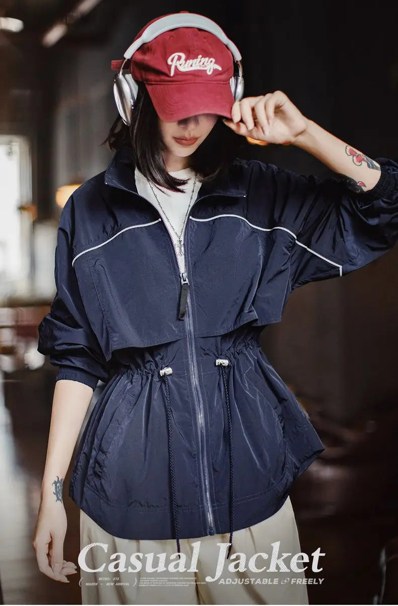 Lightweight Stand Collar Windbreaker Jacket