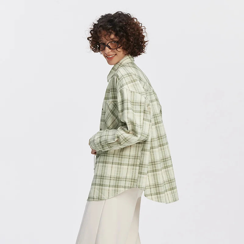 Oversized Plaid Long Sleeve Shirt