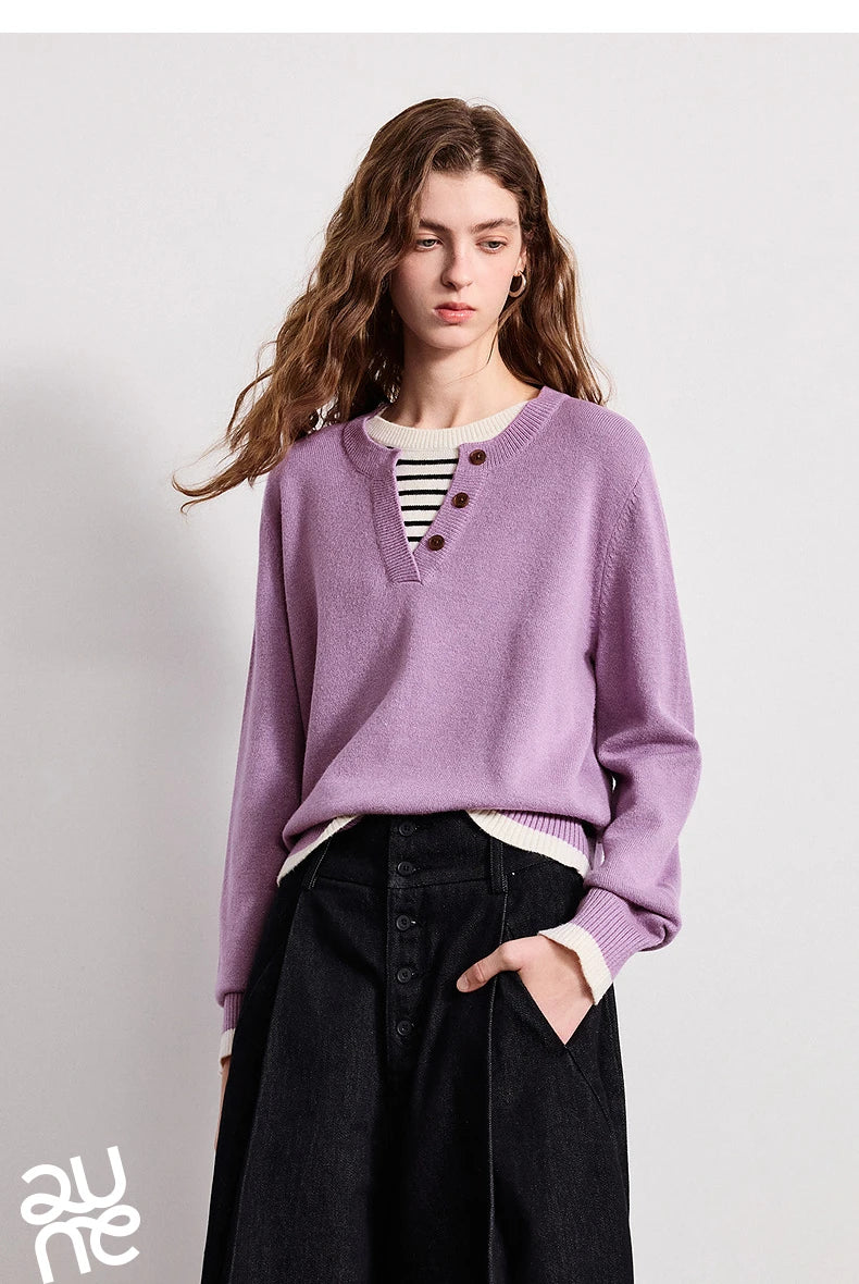 Layered Illusion Patchwork Knit Sweater