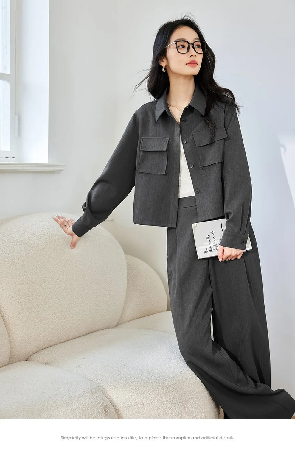 Utility Pocket Crop Jacket & Pants Set