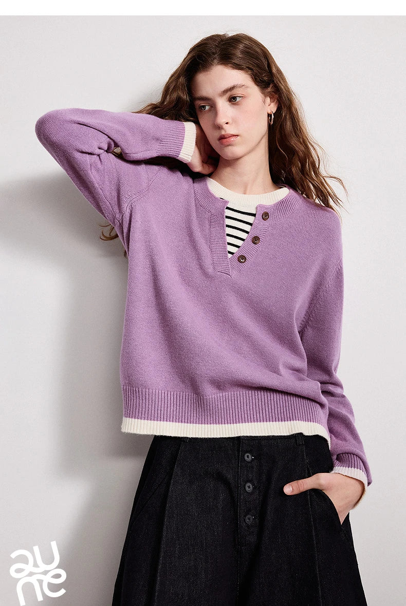 Layered Illusion Patchwork Knit Sweater