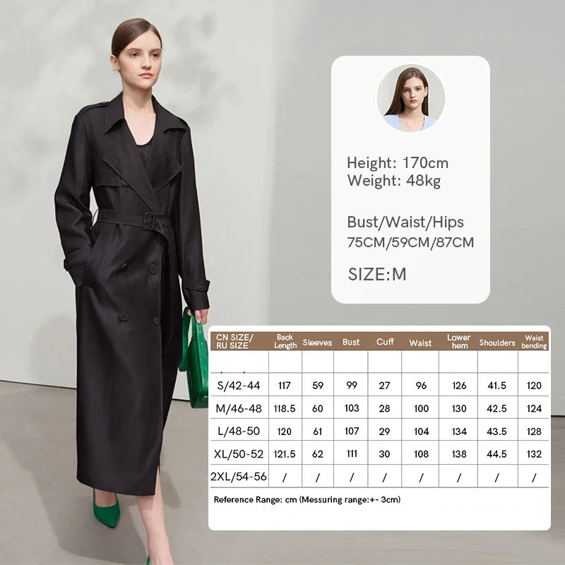 Minimalist Double Breasted Long Trench Coat