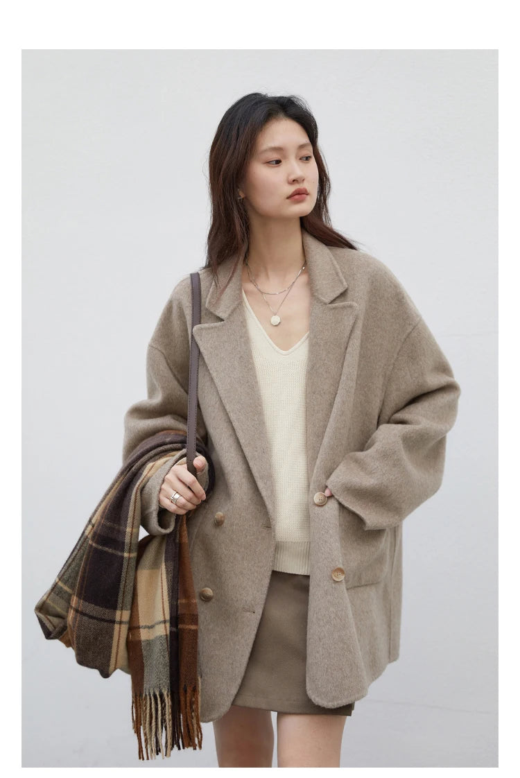 Woolen Loose Double Breasted Jacket