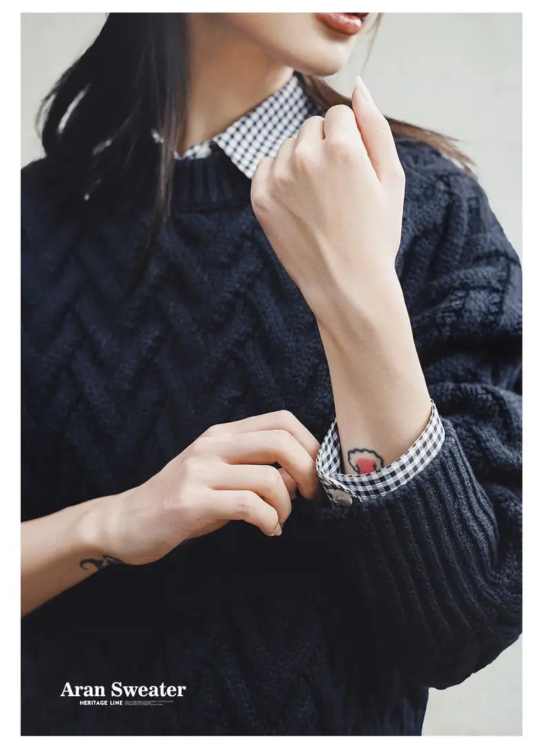 Cable Knit Aran Crew Neck Sweater