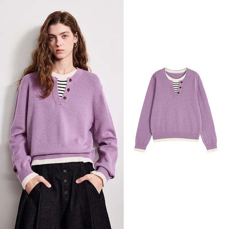 Layered Illusion Patchwork Knit Sweater