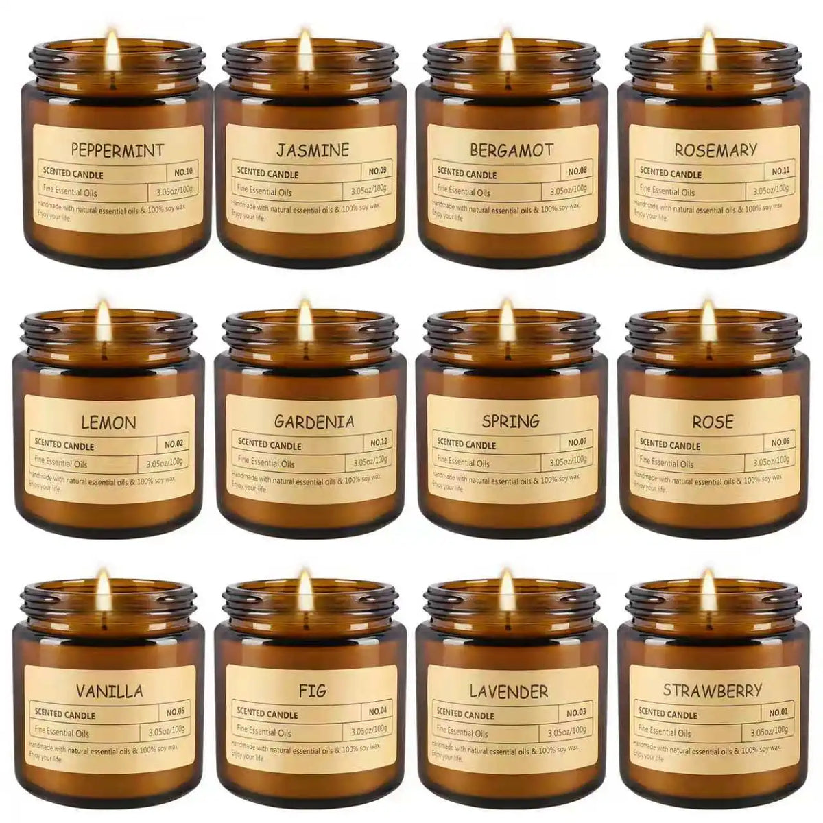 12 Scented Candles Gift Set – Natural Soy Wax Aromatherapy Candles