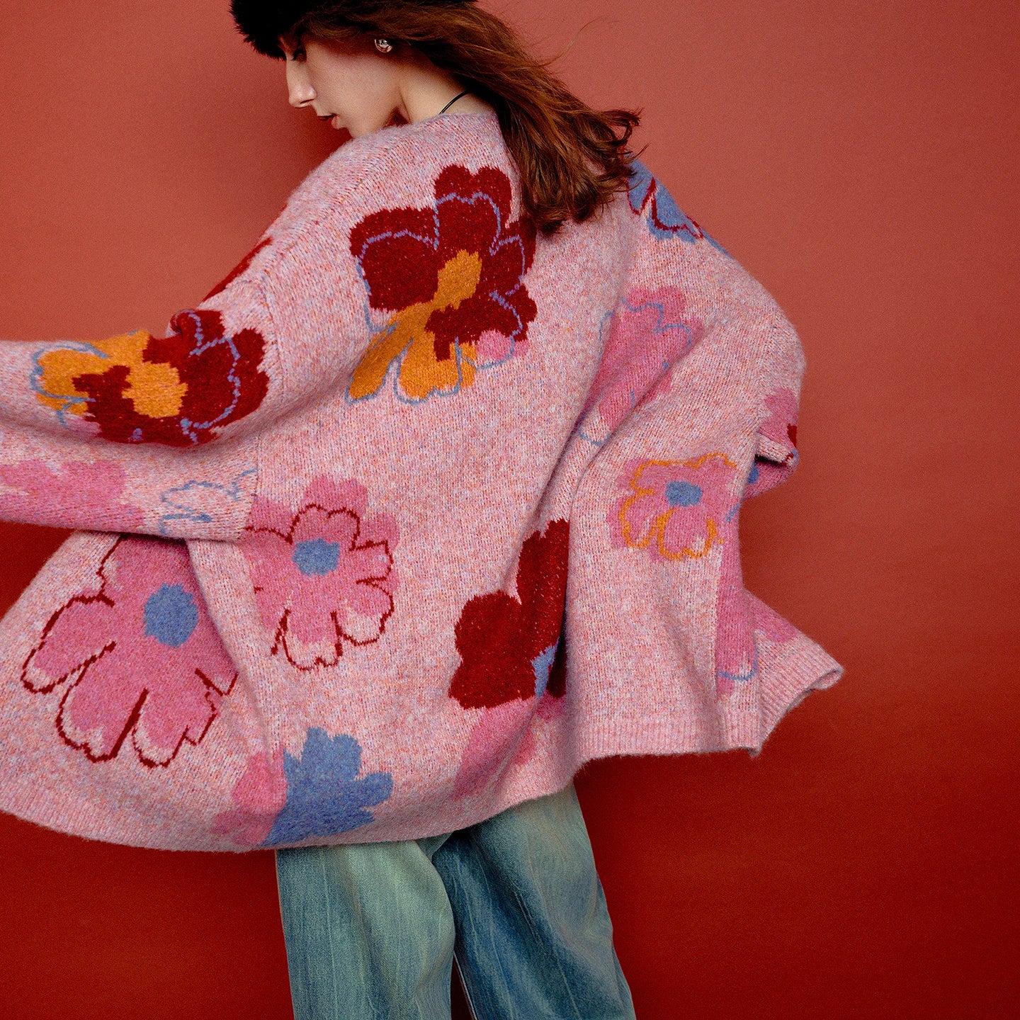 Floral Jacquard Knit Cardigan
