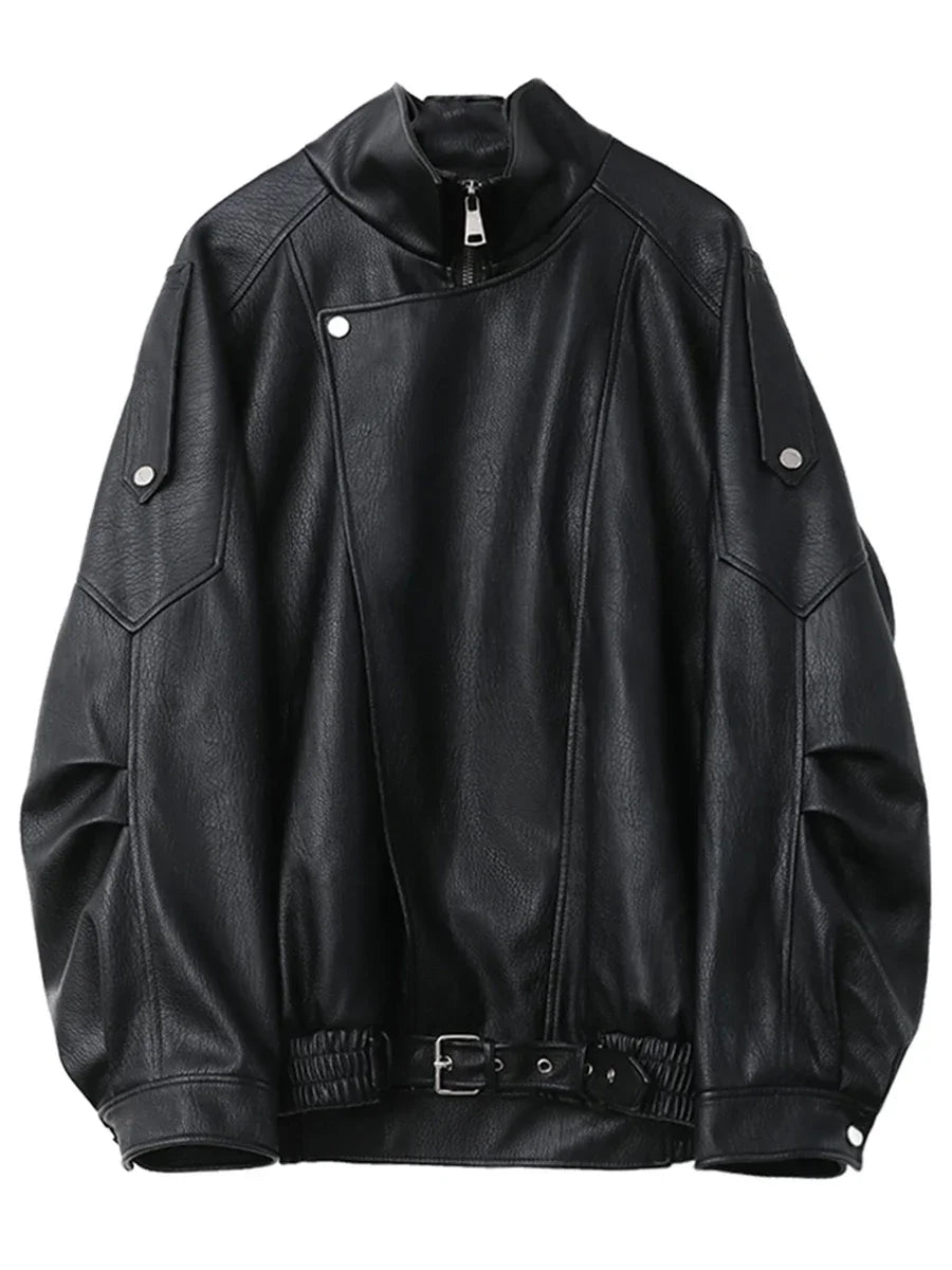 Oversized Retro PU Leather Jacket