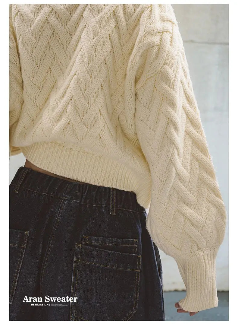 Cable Knit Aran Crew Neck Sweater