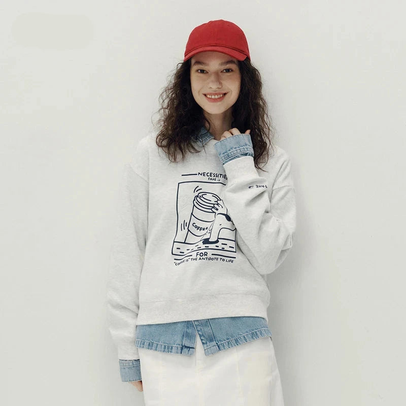 Graphic Print Drop Shoulder Sweatshir