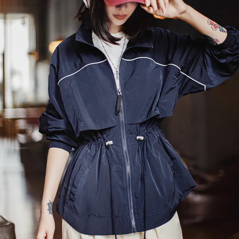Lightweight Stand Collar Windbreaker Jacket