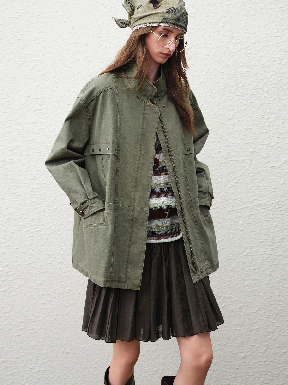 Utility Oversized Stand Collar Jacket