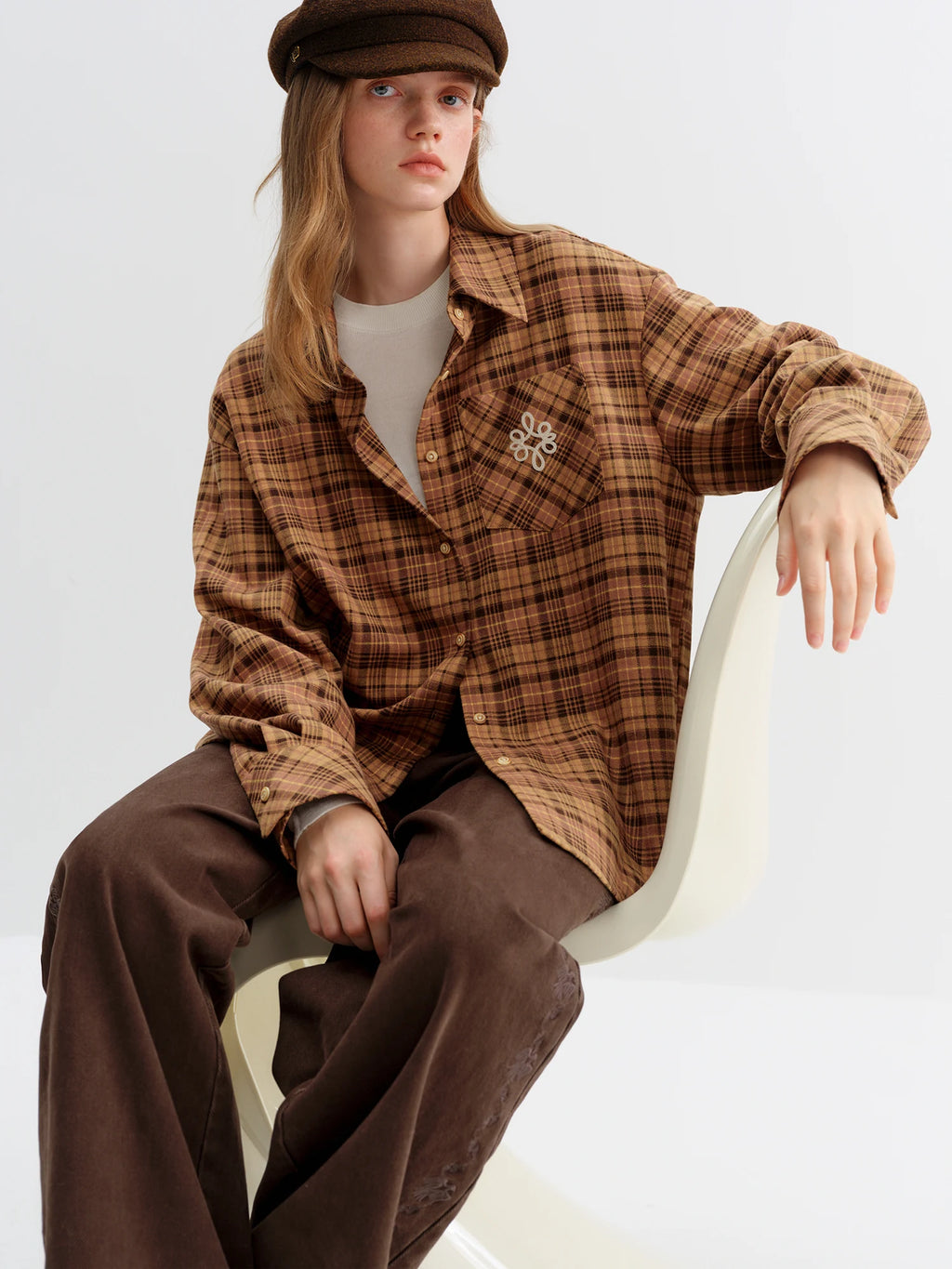 Brushed Plaid Oversized Shirt