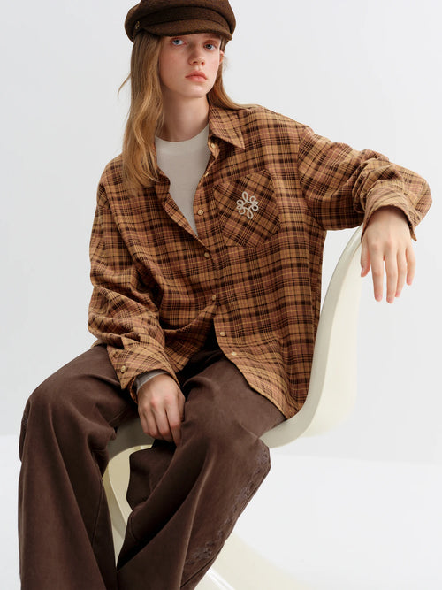 Brushed Plaid Oversized Shirt