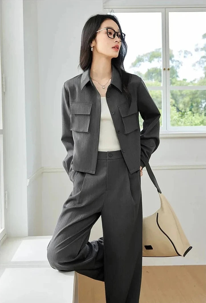Utility Pocket Crop Jacket & Pants Set