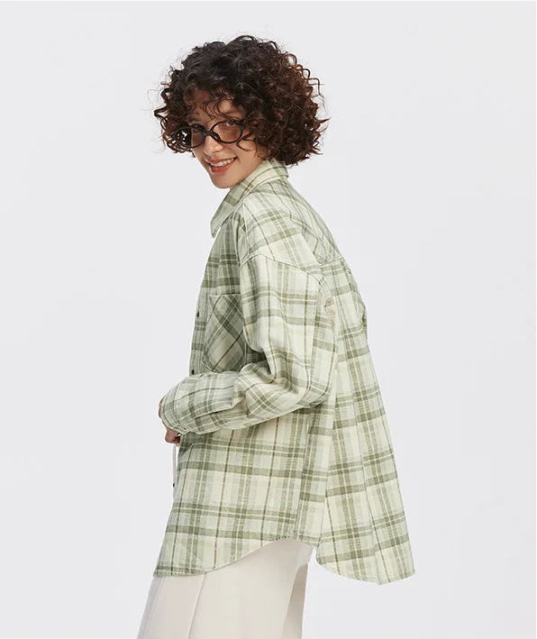 Oversized Plaid Long Sleeve Shirt