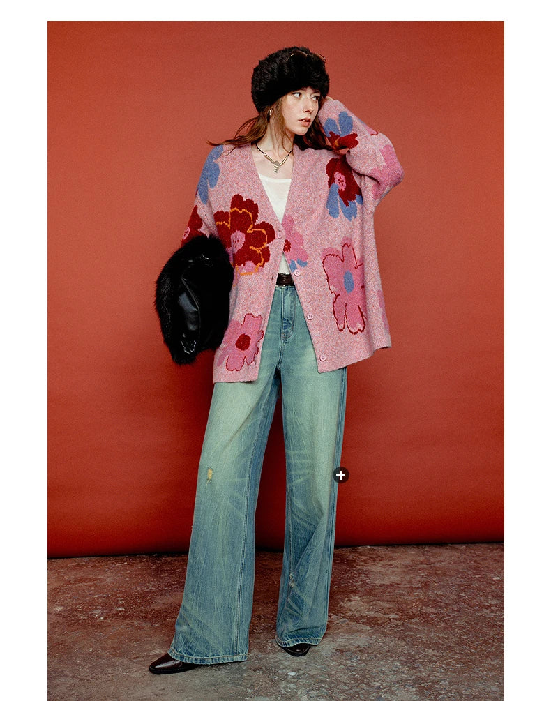 Floral Jacquard Knit Cardigan