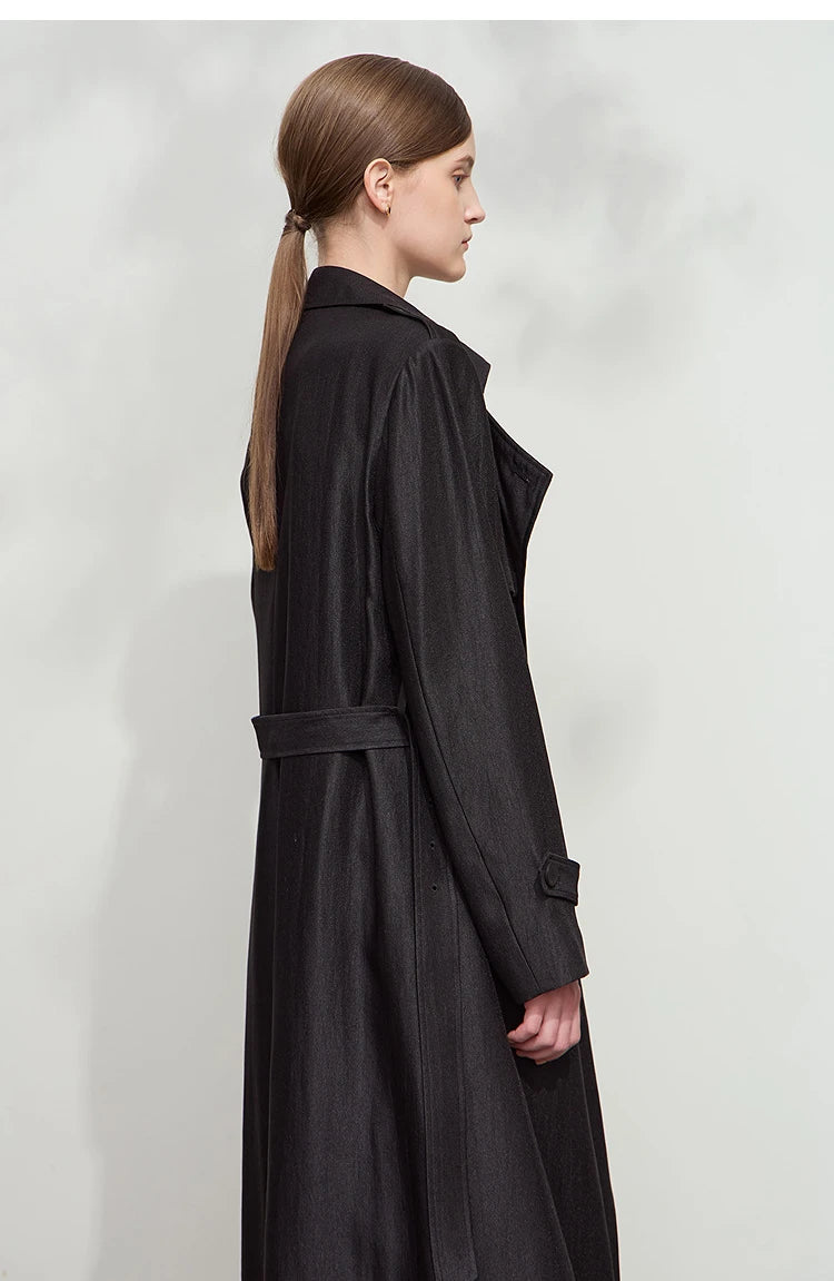 Minimalist Double Breasted Long Trench Coat