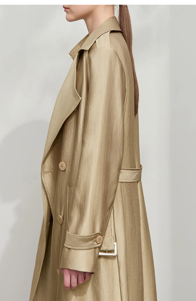 Minimalist Double Breasted Long Trench Coat