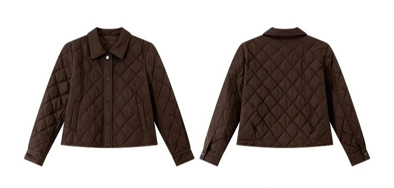 Plaid Spliced Cuff Quilted Parka