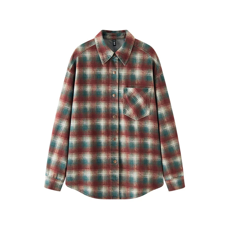 Oversized Plaid Long Sleeve Shirt