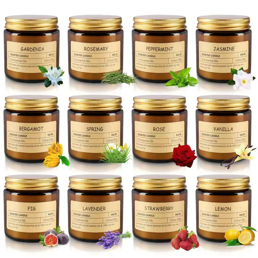 12 Scented Candles Gift Set – Natural Soy Wax Aromatherapy Candles